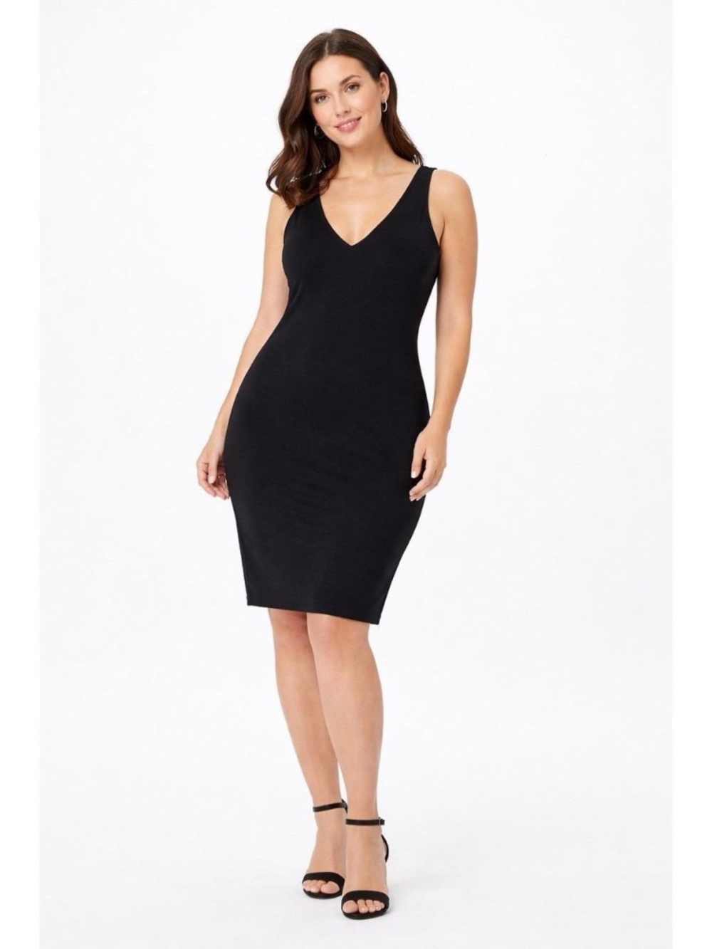 Aritzia Babaton | Contour Sleeveless V-Neck Fitted Black Mini Dress | Size Large